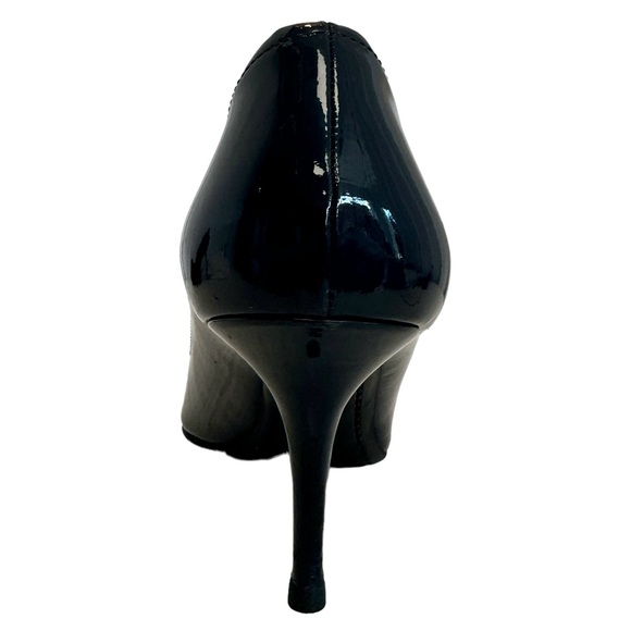 Prada Patent Leather Heels Blue Black Pointed Toe Bow Accent Size EU IT 40 US 10 - Picture 12 of 17